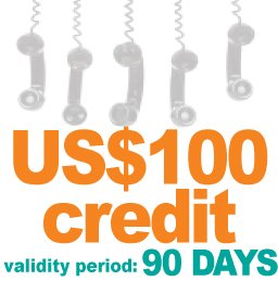 Virtual PIN with US$100 credit amount  validity: 90 days