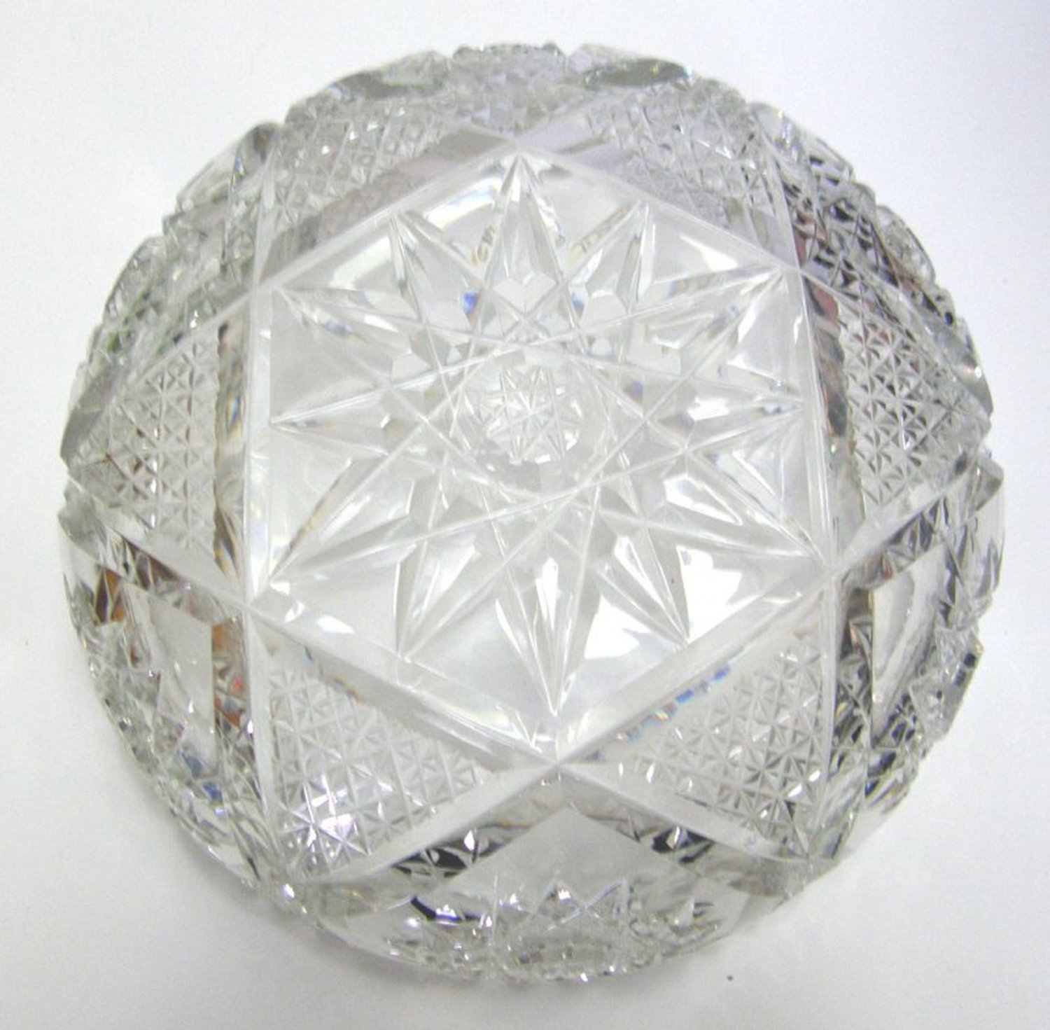 Crystal Abp Serving Bowl Star Of David Pattern With Hobstars And Fans