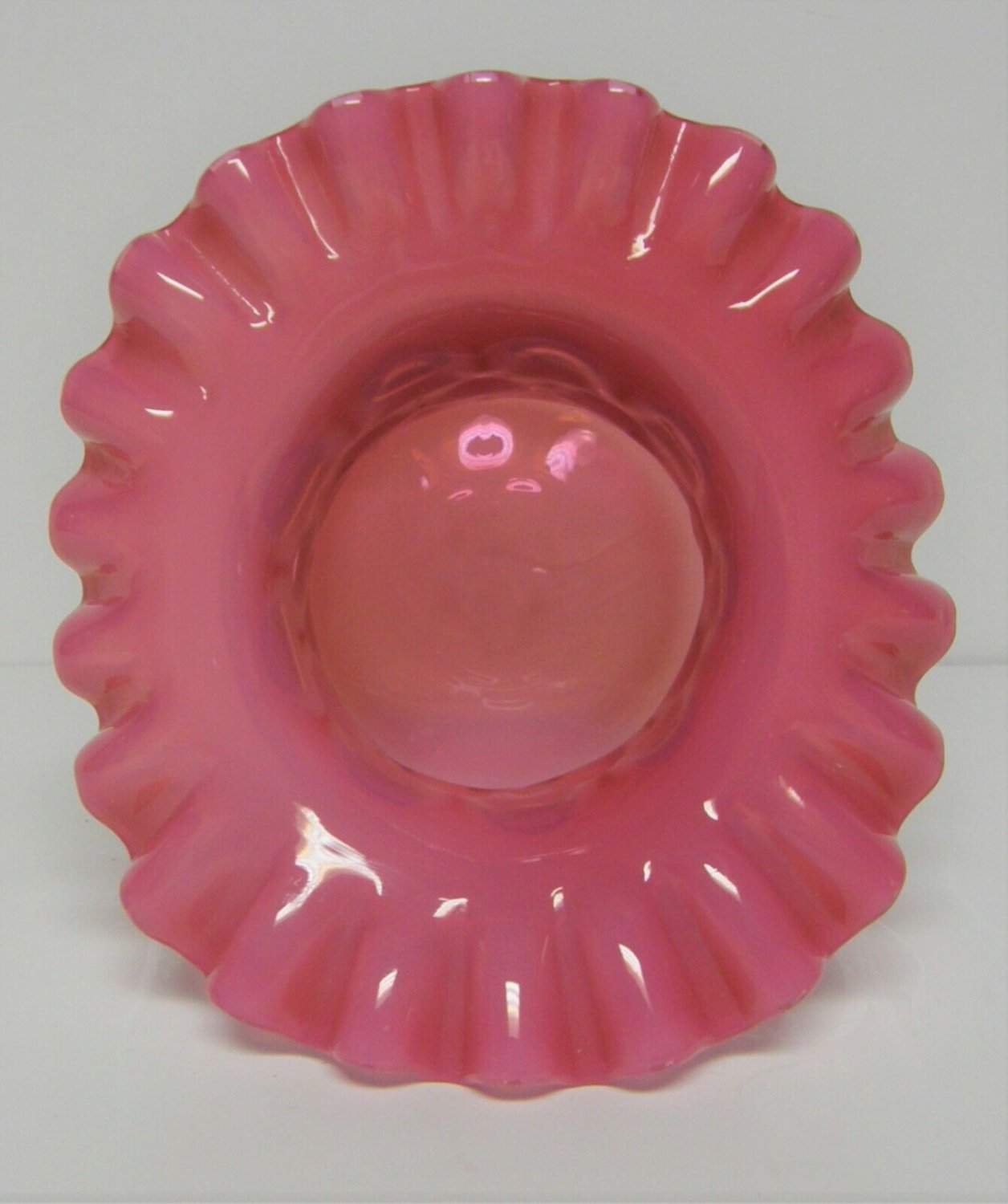 Fenton Art Glass Top Hat (item # 1492-cr) – Cranberry Coin Dot – Ca. 1950’s