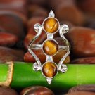 Tiger's Eye Sterling Silver ring 925 Multi GemStone New Size 6