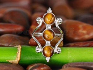 Tiger's Eye Sterling Silver ring 925 Multi GemStone New Size 6