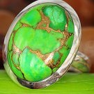 Copper Turquoise Sterling Silver ring 925 Multi GemStone New Size 8
