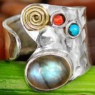 Labradorite Sterling Silver ring 925 Multi GemStone New Size Adjustable