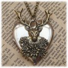 Steampunk Deer Locket Necklace Vintage Style Original DesignFrom sallydesign