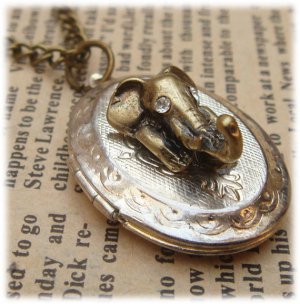 Steampunk Elephant Locket Necklace Vintage Style Original Design