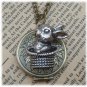 Steampunk Bunny In a Hat Locket Necklace Vintage Style Original Design