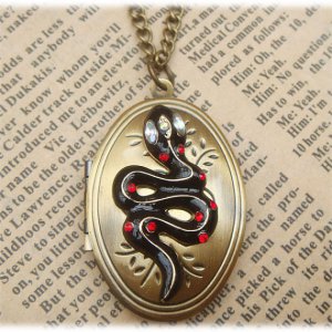 Steampunk Snake Locket Necklace Vintage Style Original Design