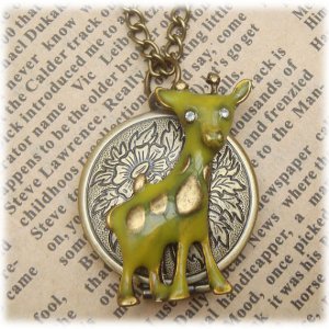 Steampunk Giraffe Locket Necklace Vintage Style Original Design
