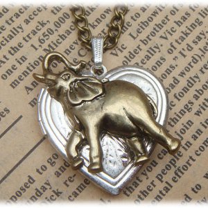 Steampunk Elephant Locket Necklace Vintage Style Original Design