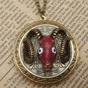 Steampunk Goat Locket Necklace Vintage Style Original Design