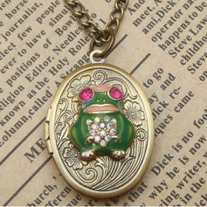 Steampunk Frog Locket Necklace Vintage Style Original Design