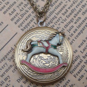Steampunk Rocking Horse Locket Necklace Vintage Style Original Design