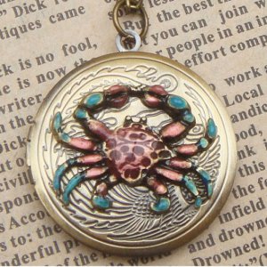 Steampunk Crab Locket Necklace Vintage Style Original Design