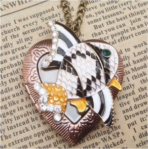Steampunk Fish Locket Necklace Vintage Style Original Design
