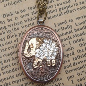 Steampunk Elephant Locket Necklace Vintage Style Original Design