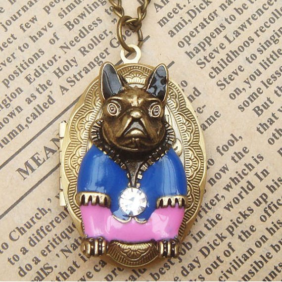 Steampunk Dog Locket Necklace Vintage Style Original Design