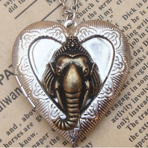 Steampunk Elephant Locket Necklace Vintage Style Original Design