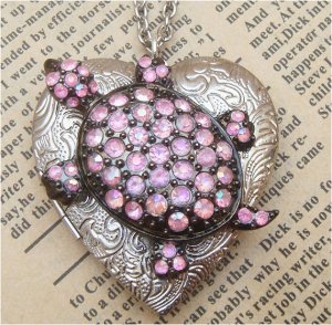 Steampunk Turtle Locket Necklace Vintage Style Original Design
