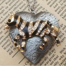 Steampunk Zebra Locket Necklace Vintage Style Original Design