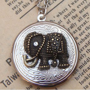 Steampunk Elephant Locket Necklace Vintage Style Original Design