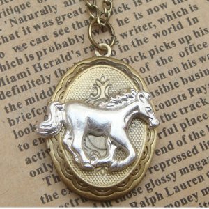 Steampunk Horse Locket Necklace Vintage Style Original Design