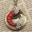 Steampunk Red Lobster Locket Necklace Vintage Style Original Design