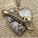 Steampunk Lizard Locket Necklace Vintage Style Original Design