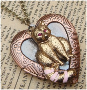 Steampunk Fox Locket Necklace Vintage Style Original Design