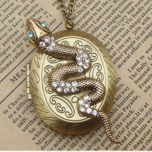 Steampunk Snake Locket Necklace Vintage Style Original Design