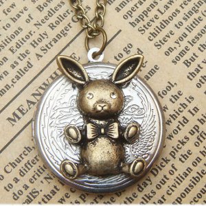 Steampunk Rabbit Locket Necklace Vintage Style Original Design