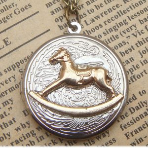 Steampunk Rocking Horse Locket Necklace Vintage Style Original Design