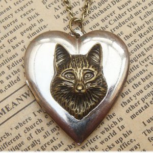 Steampunk Fox Locket Necklace Vintage Style Original Design