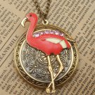 Steampunk Flamingo Locket Necklace Vintage Style Original Design