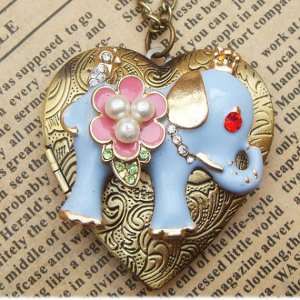 Steampunk Elephant Locket Necklace Vintage Style Original Design