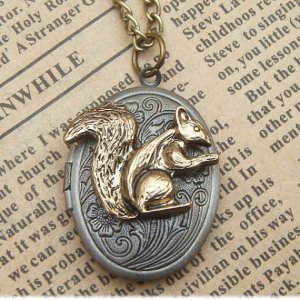Steampunk Squirrel Locket Necklace Vintage Style Original Design