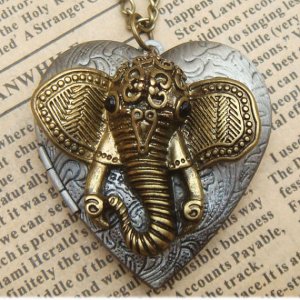 Steampunk Elephant Locket Necklace Vintage Style Original Design