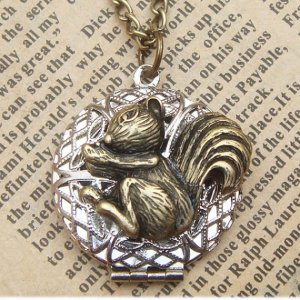 Steampunk Squirrel Locket Necklace Vintage Style Original Design