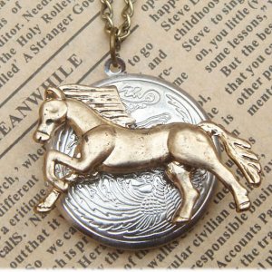 Steampunk Horse Locket Necklace Vintage Style Original Design