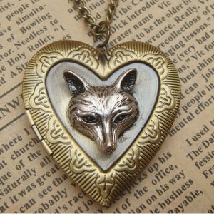 Steampunk Wolf Locket Necklace Vintage Style Original Design