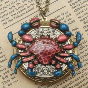 Steampunk Crab Locket Necklace Vintage Style Original Design