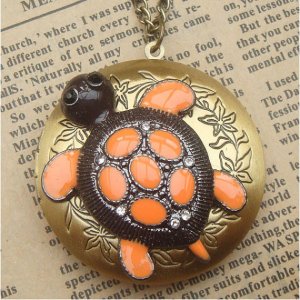 Steampunk Turtle Locket Necklace Vintage Style Original Design