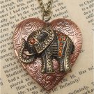 Steampunk Elephant Locket Necklace Vintage Style Original Design