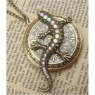 Steampunk Lizard Locket Necklace Vintage Style Original Design