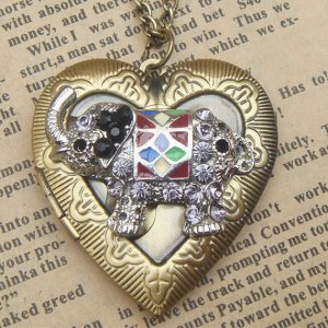 Steampunk Elephant Locket Necklace Vintage Style Original Design