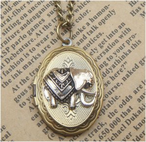 Steampunk Elephant Locket Necklace Vintage Style Original Design