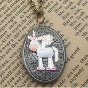 Steampunk Flying Horse Locket Necklace Vintage Style Original Design