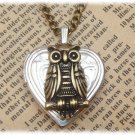 Steampunk Owl Locket Necklace Vintage Style Original Design