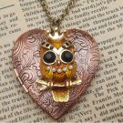 Steampunk Owl Locket Necklace Vintage Style Original Design