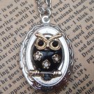 Steampunk Owl Locket Necklace Vintage Style Original Design