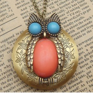 Steampunk Owl Locket Necklace Vintage Style Original Design